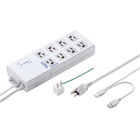125V/15Ax2mUSB連動タップ(8口/BOX型)