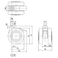 75キャスタ(ツイン/ナイロン/ブレーキ/SUS_選択画像03