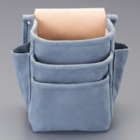 185x130x220mm 腰袋(3段/黒染/ヌバック革)