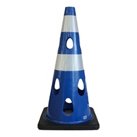 φ360x700穴あきカラーコーン(ブルー/5ホン