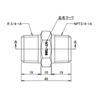 R3/4 inxNPT3/4 in変換六角ニップル(SUS製)_選択画像03
