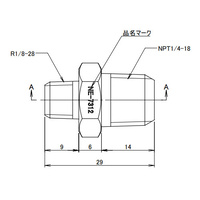 R1/8 inxNPT1/4 in異径六角ニップル(SUS製)_選択画像03