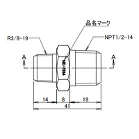 R3/8 inxNPT1/2 in異径六角ニップル(SUS製)_選択画像03