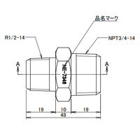 R1/2 inxNPT3/4 in異径六角ニップル(SUS製)_選択画像03