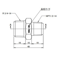 R3/4 inxNPT1/2 in異径六角ニップル(SUS製)_選択画像03