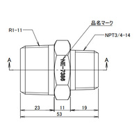 R1 inxNPT3/4 in異径六角ニップル(SUS製)_選択画像03