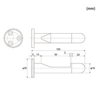 100mm 戸当り(真鍮製/フック付/ブラック)_選択画像03