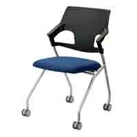 会議イス JCX-BNV ブラック/ネイビー 肘付