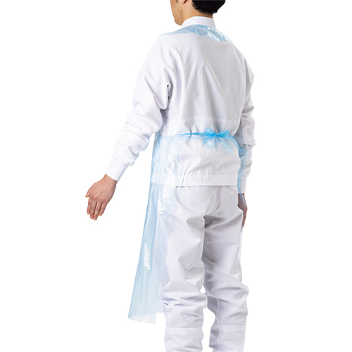 LDPE首掛け付袖無エプロン　ブルー　50枚_画像02