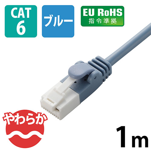 LANケーブルやわらかCat6青1m LD-GPYT/BU10_画像03