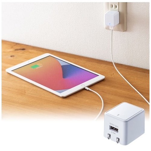 キューブ型USB充電器 2.4A ACA-IP79W_画像03