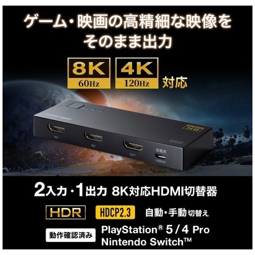 8K HDMI 切替器 2入力1出力 SW-HDR8K21L_画像02