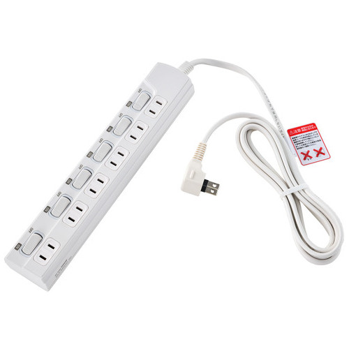 ランプレスSW付タップ 6個口 2m WLK-E62(W)_画像02