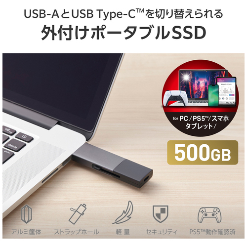 SSD Type-A/C 500GB ESD-EWC0500GBK_画像02