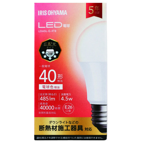 LED電球40W E26 広配光 電球色 LDA4N-G-4T8_画像02