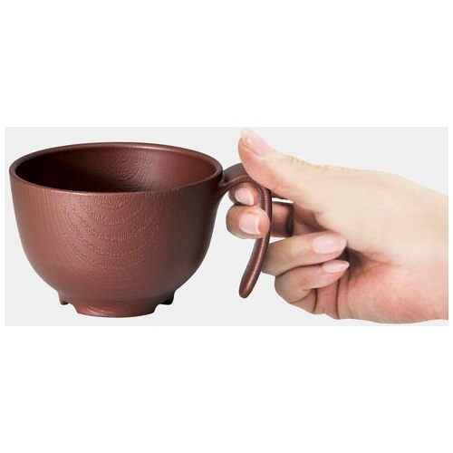 木目 持ちやすい茶碗ハンドル付 ブラウン_画像02