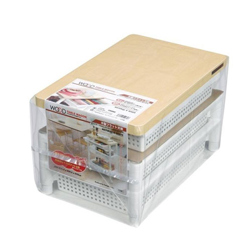 ウッドテーブルルワゴン 3段 ホワイト_画像02