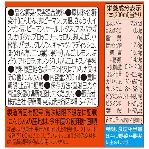 ※充実野菜 緑黄色野菜ミックス200mL 24本_画像04