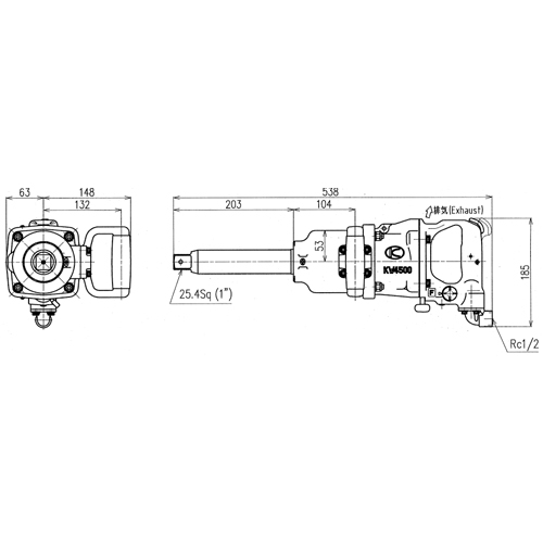 EA155KH 1DRエアーインパクトレンチ_画像02