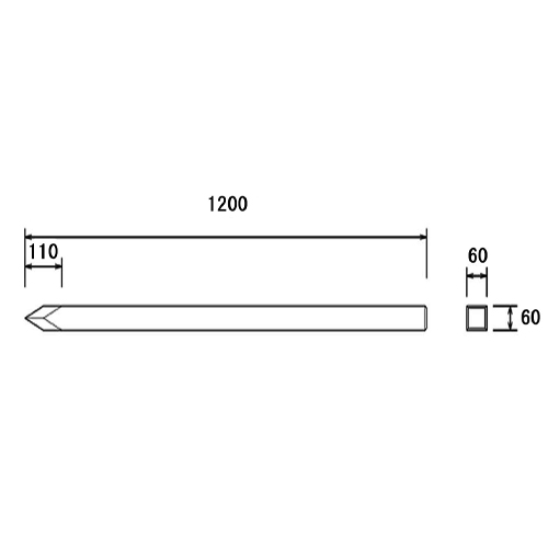 60x60x1200mm角杭(穴なし)_画像04