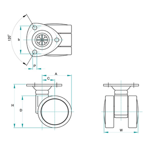EA986TG-3 60mmキャスタ-(ツインホイ-ル)_画像02
