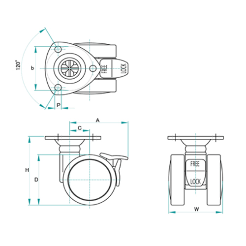 EA986TG-7 50mmキャスタ-(ツインホイ-ル･ブ_画像02
