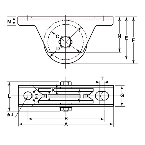EA986RB-4 90mm/700kg戸車(重量用･V型･ステ_画像02