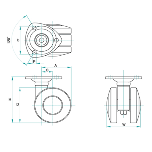EA986TA-60 60mmキャスタ-(ツインホイ-ル･_画像02
