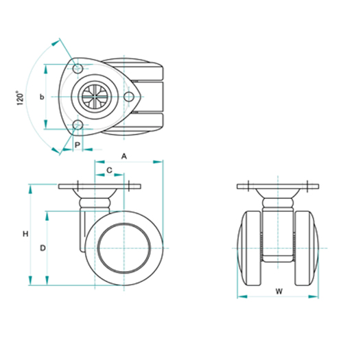 EA986TB-60 60mmキャスタ-(ツインホイ-ル)_画像02