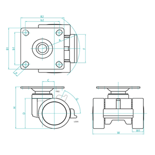 EA986TJ-6 66mmキャスタ-(ツインホイ-ル･ブ_画像03