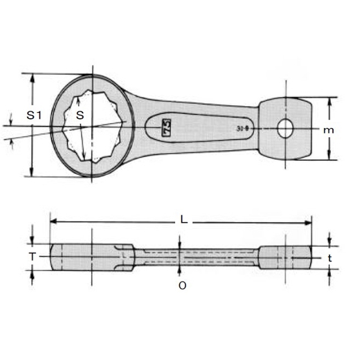 EA613GA-80 80mm打撃メガネレンチ_画像02