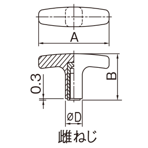 EA948AF-35 M10/80x20T型ノブ(雌ネジ)_画像02