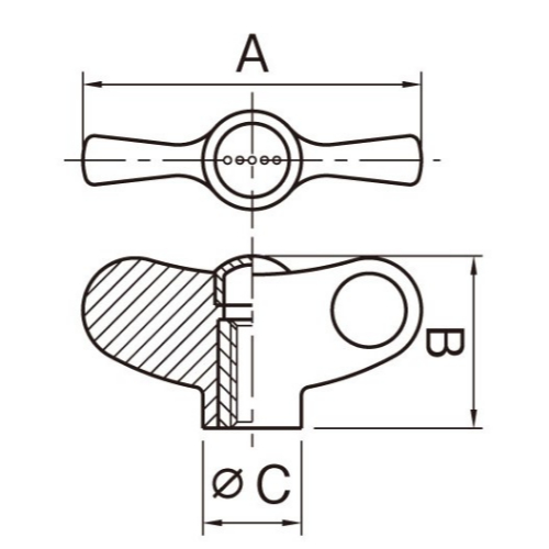 EA948BR-34 70/M8真鍮雌ネジノブ(ブラック)_画像02