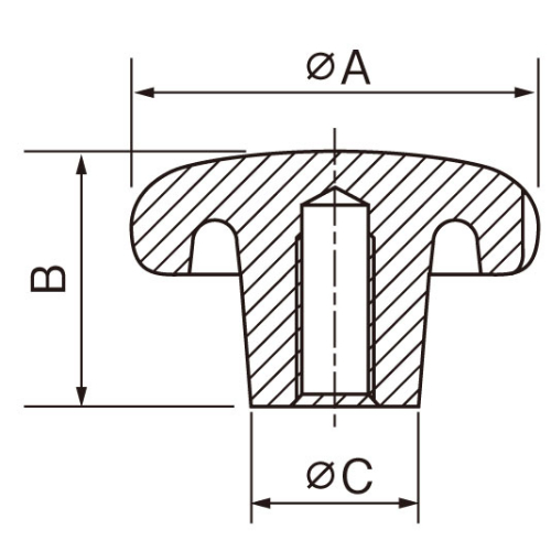 EA948BX-1 M8x15/40雌ネジノブ(アルミ製)_画像03