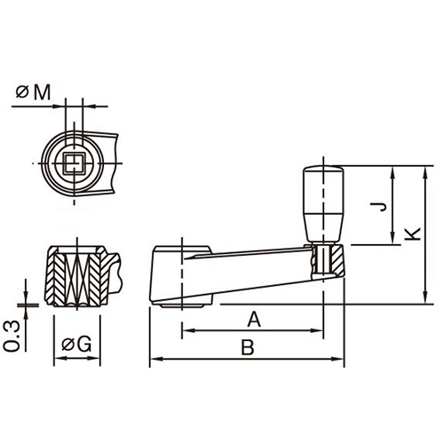 50mm/6mm[スチール製]角穴クランクハンドル_画像02