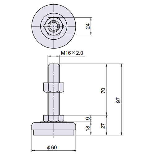 EA949H-44 M16x2.0/800kgアジャストベ-ス_画像04