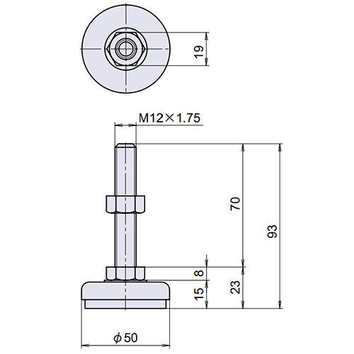 EA949H-53 M12x70/50/500kgアジャストベ-ス_画像04