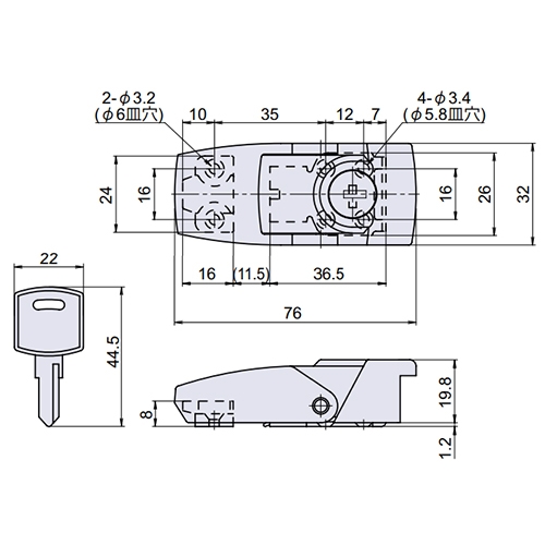 75x24mmパッチン(鍵付)_画像03