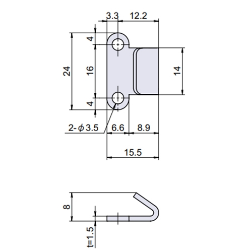 16x24mmパッチン用フック(ステンレス製/2個_画像02