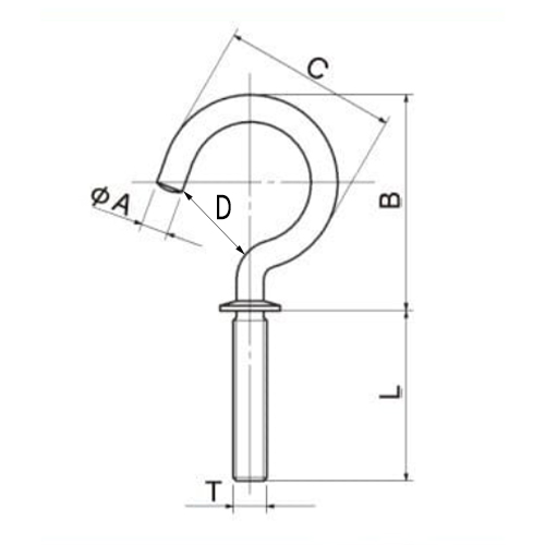 φ3.5x32mmナットねじ付フック(SUS/2本)_画像03