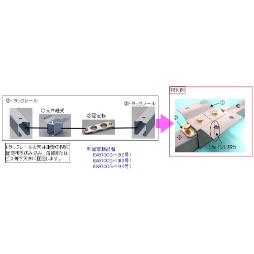 EA970CD-12 2号レ-ル用取付金具天井継ぎ受_画像02