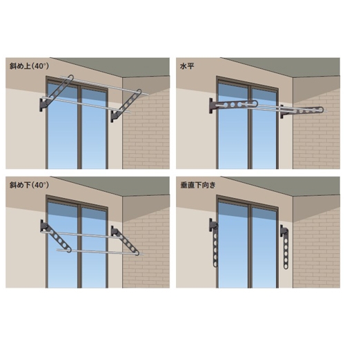 550x160mm窓壁用物干し(アルミ製/ブロンズ)_画像04