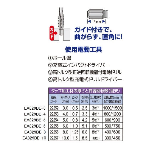 EA829BE-5 M 5x0.8 mmタップ(六角軸)_画像03