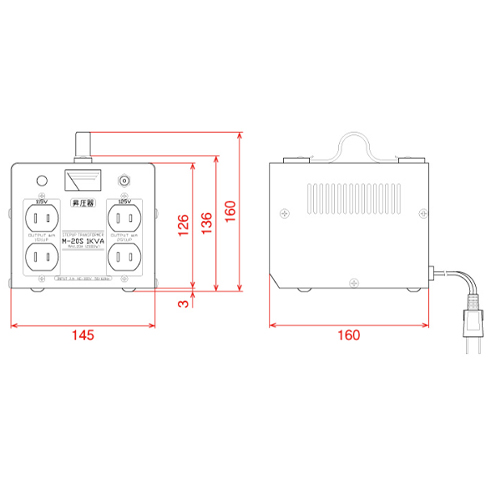 EA815ZG-2A AC115V･125V/2KVA昇圧トランス_画像03