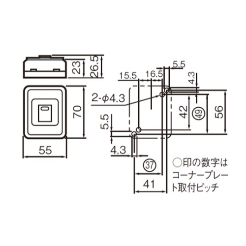 EA940CG-110 100V/10A角型ホタルスイッチ_画像02