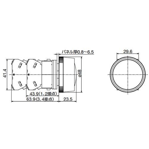 EA940D-28 押ボタンスイッチ大型フル/赤_画像03
