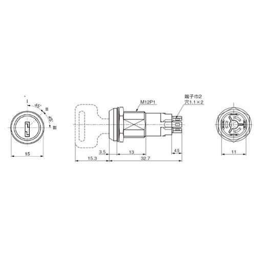 EA940DH-703 3A/超小型キーロックスイッチ_画像03