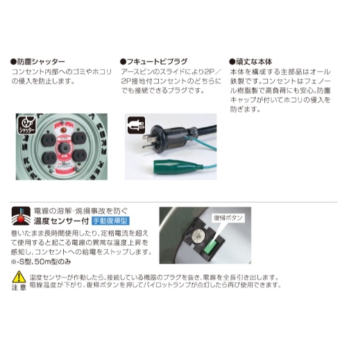 EA815BL-50 AC125V/15A/50mコードリール_画像02