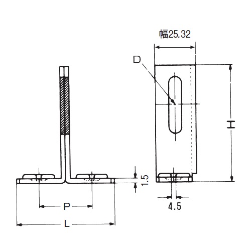 EA440AR-30S 25x30mm一ツ穴T足_画像02