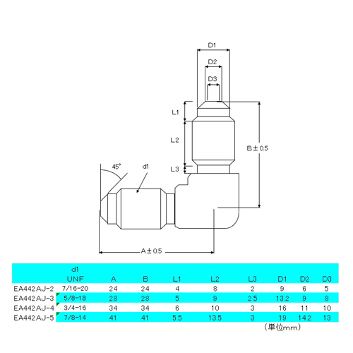 EA442AJ-4 F1/2xF1/2フレアーエルボ_画像03